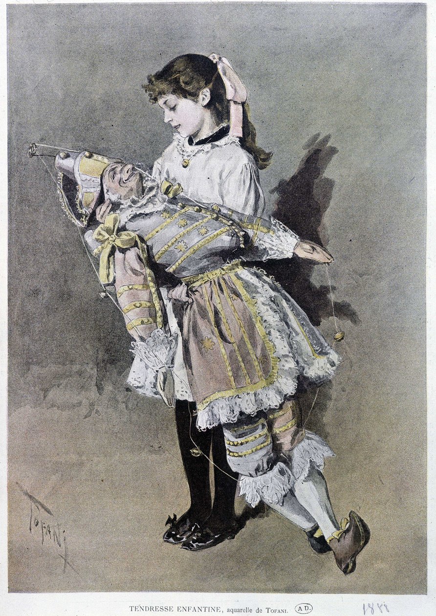 Childborn tenderness: girl and her puppet by Oswaldo Tofani