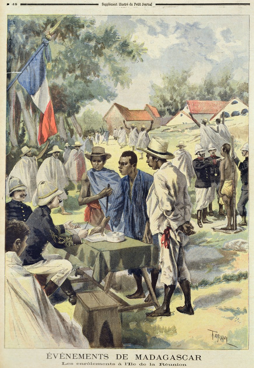 Enlisting Natives on the Island of La Reunion, from Le Petit Journal, 10th February 1895 by Oswaldo Tofani