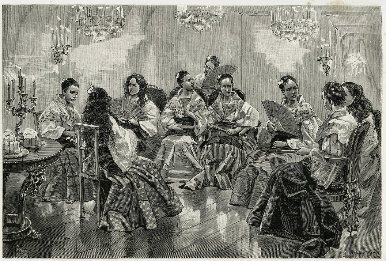 Narcisso Chinese trade fair, Daraga, Philippines. Engraving by Tofani, to illustrate the story 