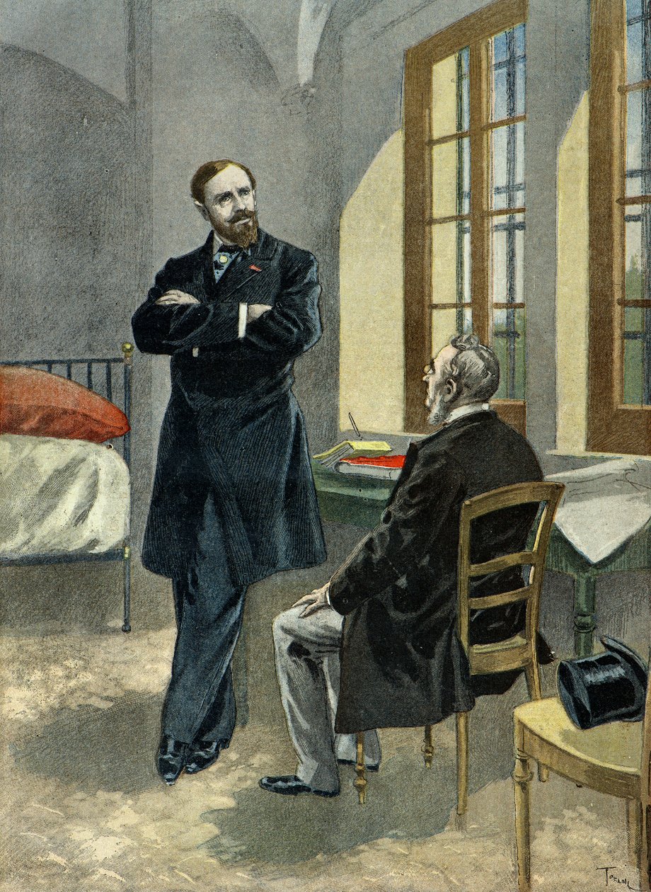 Paul Deroulede in Prison Receives His Lawyer Oscar Falateuf in 1899 (Engraving) by Oswaldo Tofani