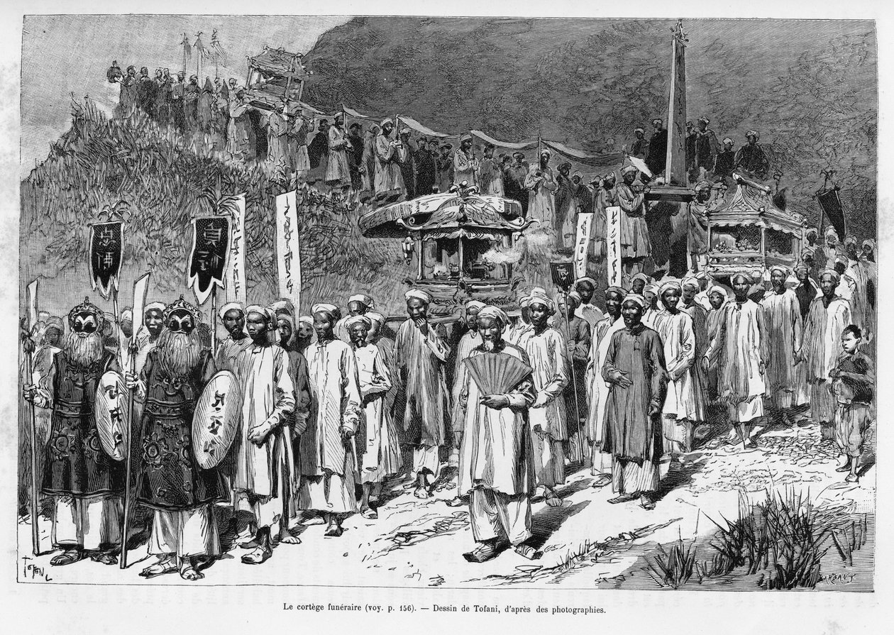 The funeral cortege. Engraving by Tofani, to illustrate the story 