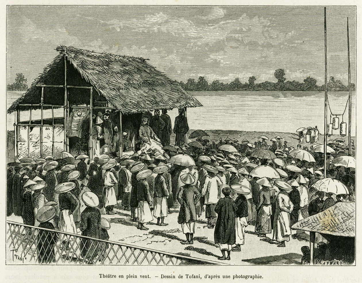 Theatre in the wind. Engraving by Tofani, after a photograph, to illustrate the story 