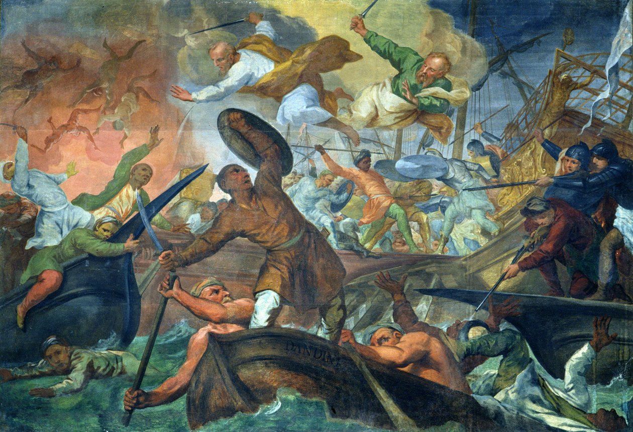 The Miraculous Intervention of SS Peter and Paul in the Battle of Lepanto, 7th October 1571 by Ottaviano Dandini