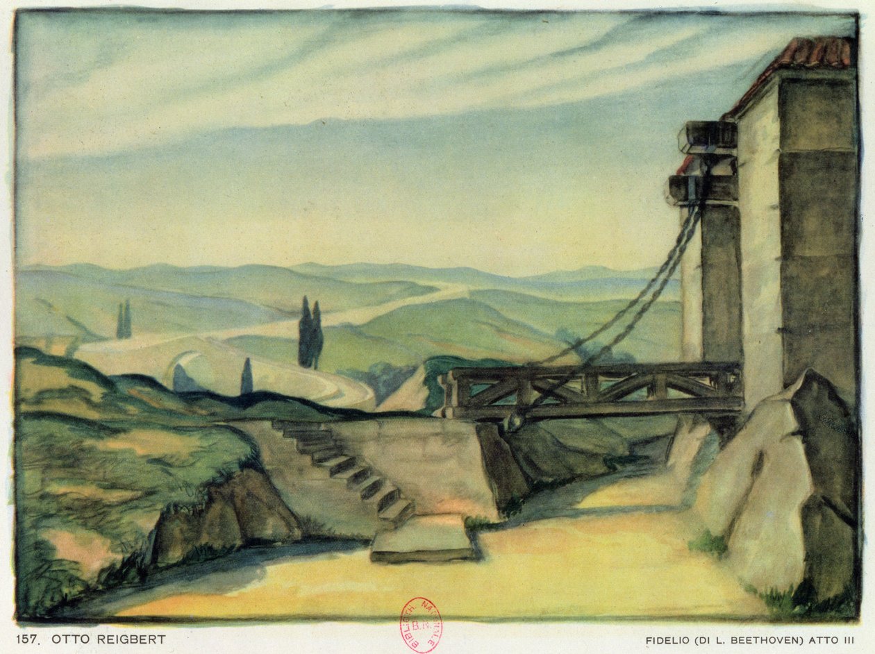 Set design for Act II of the opera Fidelio by Ludwig van Beethoven by Otto Reigbert