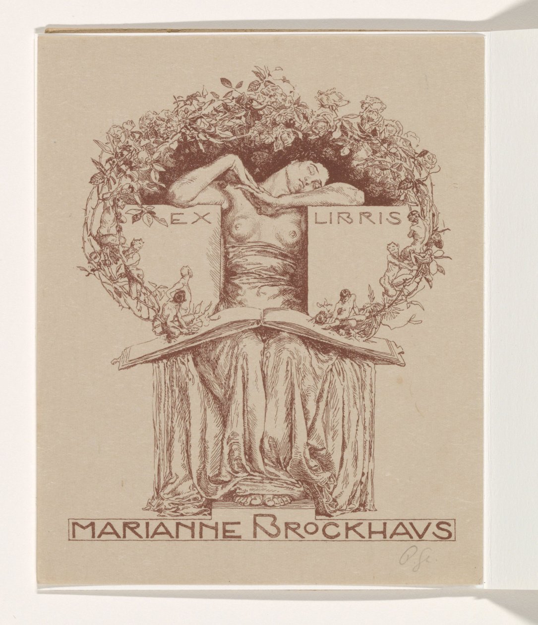 Ex Libris of Marianne Brockhaus by Otto Greiner (signed by artist)