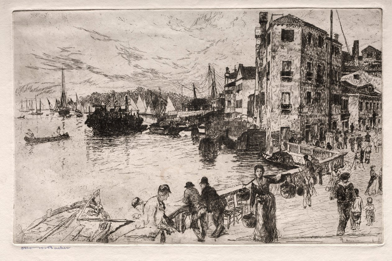 Etchings of Venice: Castello Quarters, Riva by Otto H. Bacher