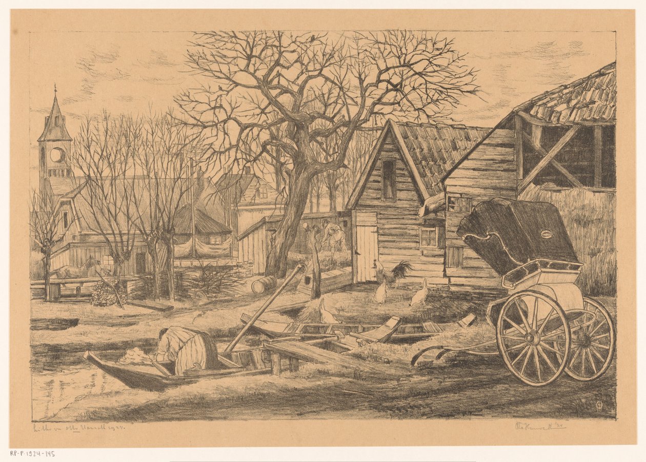 Village by the Water by Otto Hanrath (signed by artist)