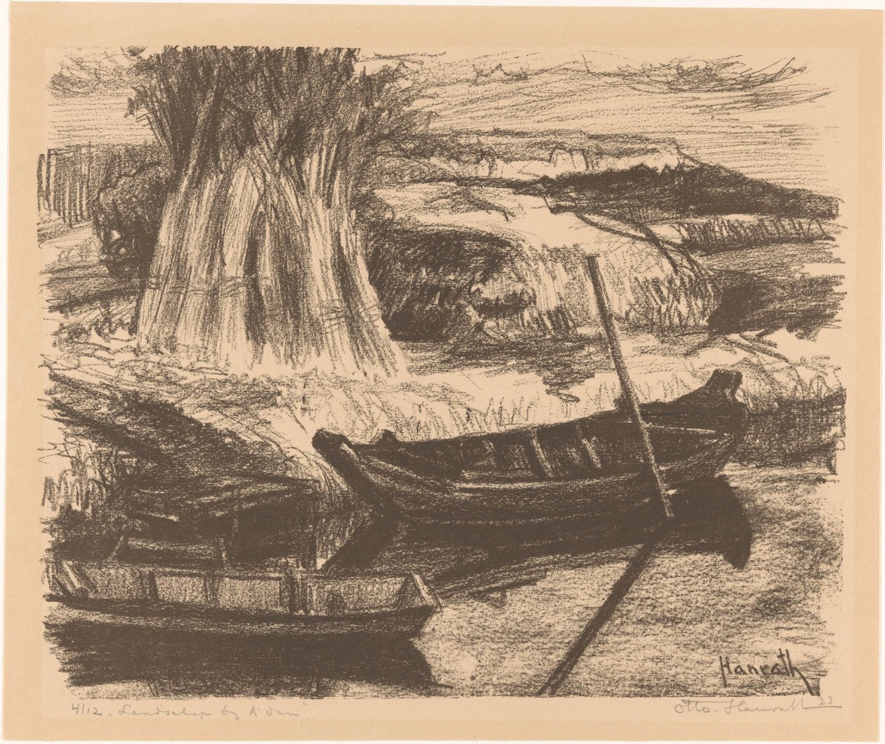 Landscape near Amsterdam by Otto Hanrath (signed by artist)