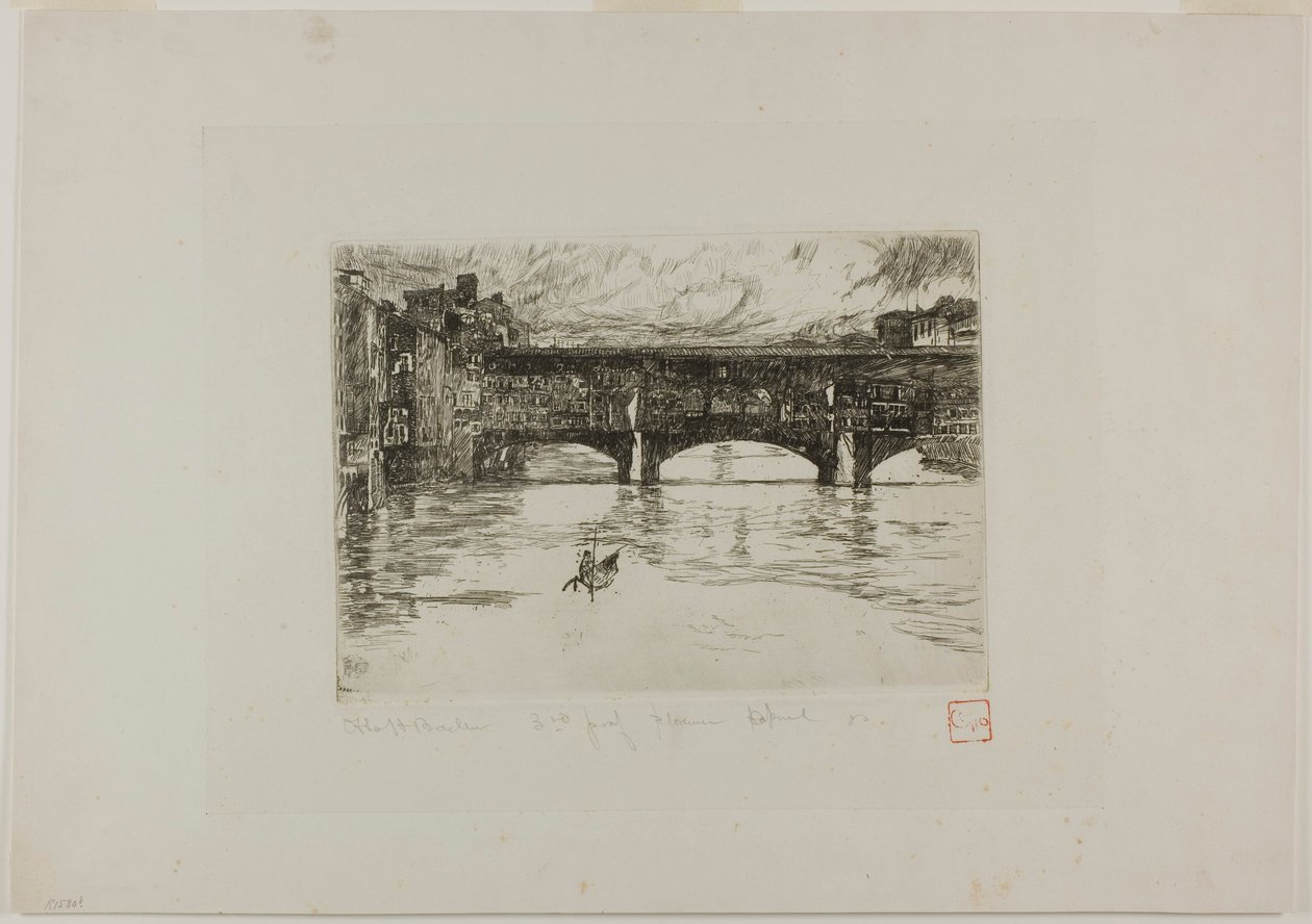 Ponte Vecchio, Destroyed Plate by Otto Henry Bacher
