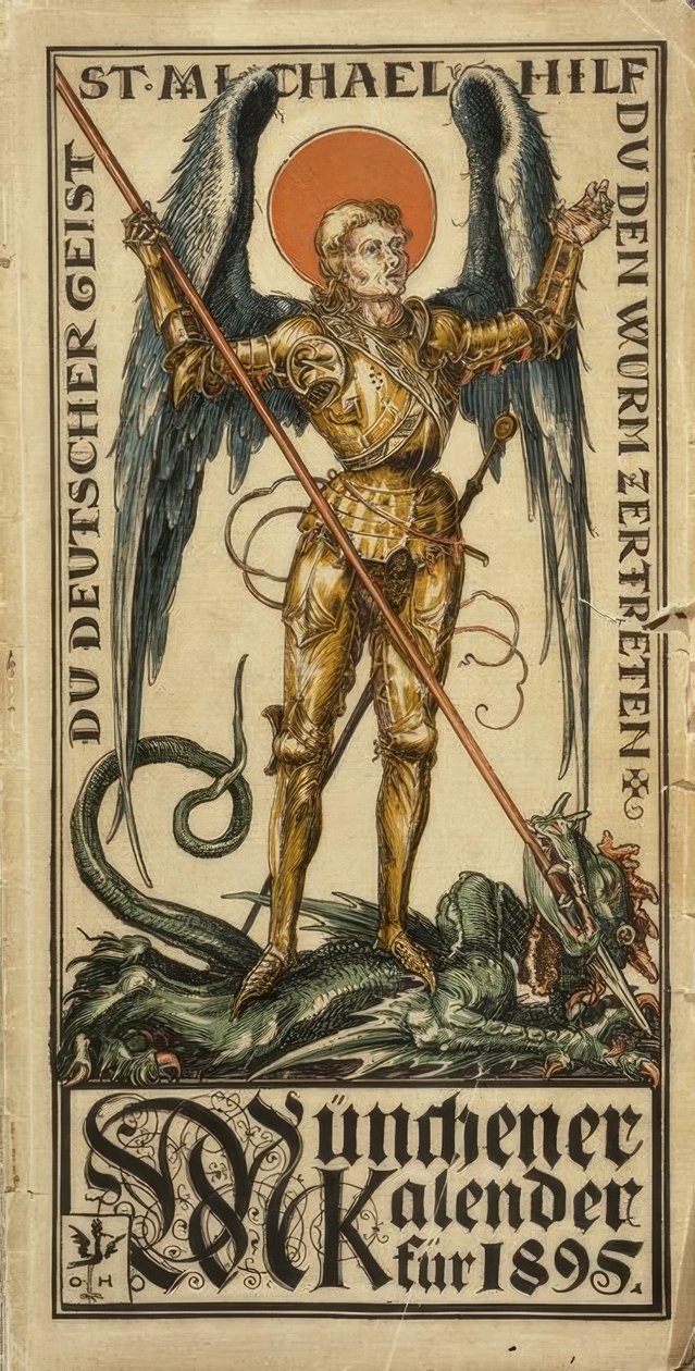 You German Spirit, St. Michael, Help Crush the Worm by Otto Hupp