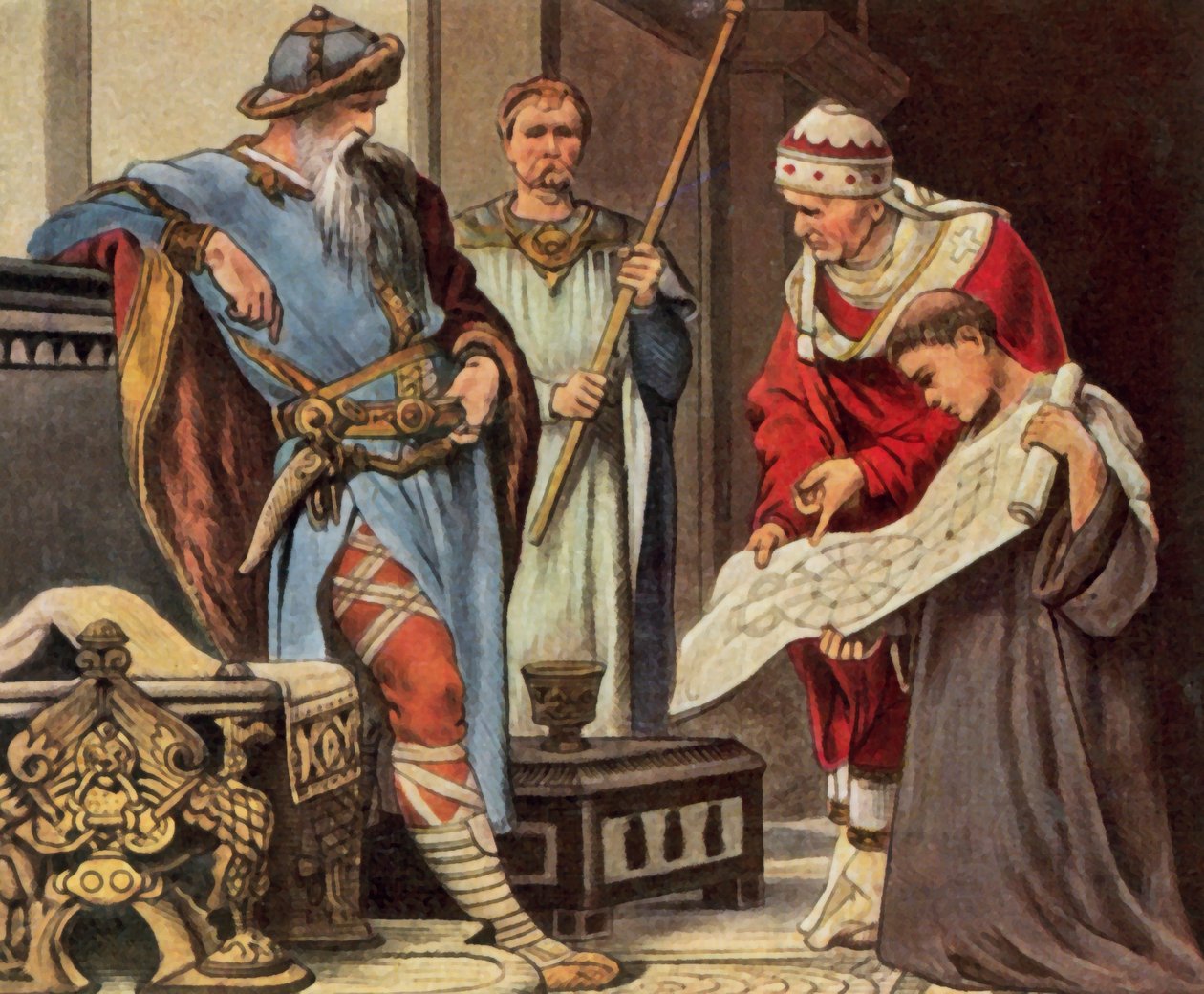Charlemagne Has the Plan for the Palace Chapel of the Imperial Palace in Aachen Presented to Him, 796 by Otto Knille