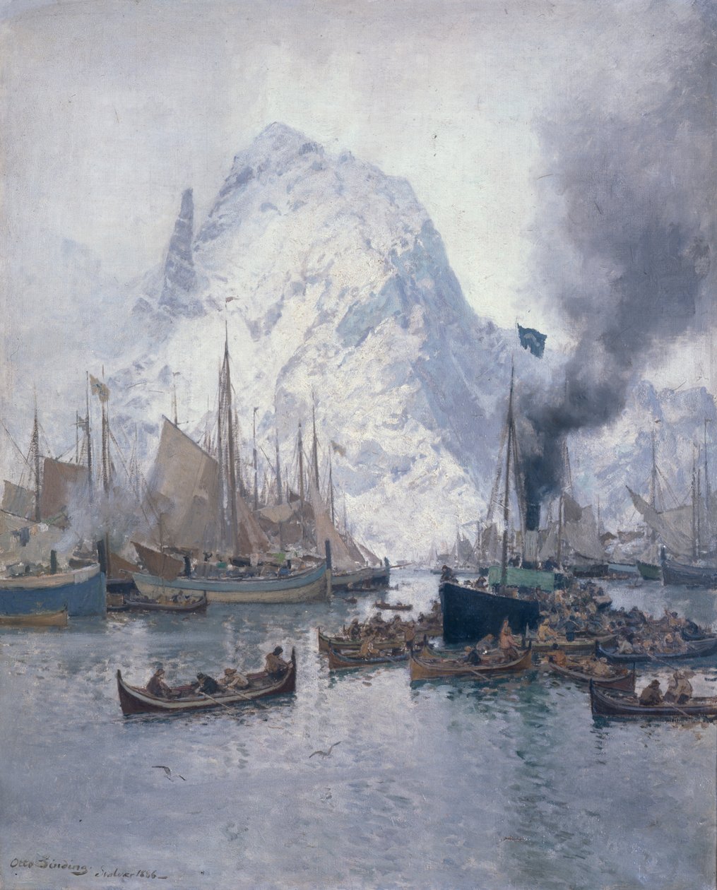 Arrival of Agnsilddamperen, Svolvaer by Otto Ludvig Sinding