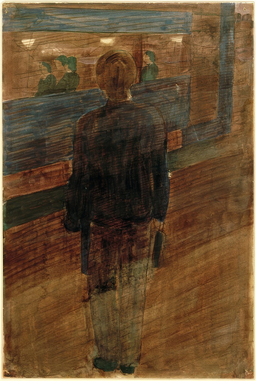 Young Man Before Tram by Otto Meyer Amden