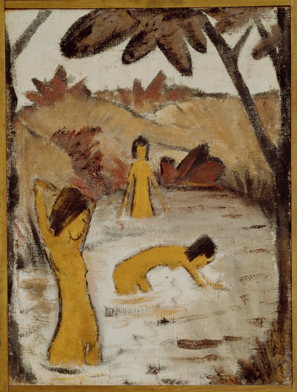 Three bathers in a pond by Otto Muller or Mueller