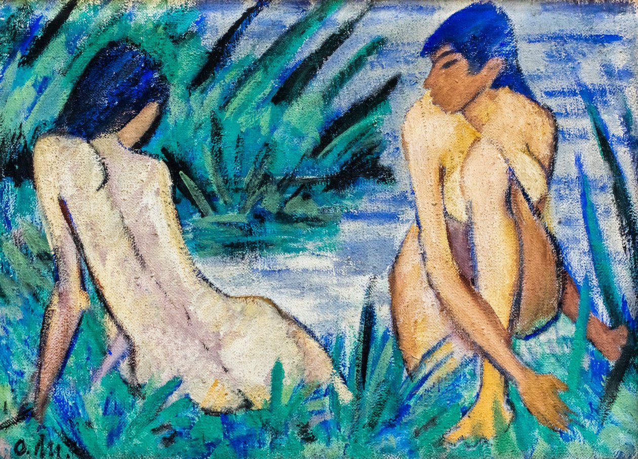 Two Girls in the Reeds, ca. 1920 by Otto Muller or Mueller