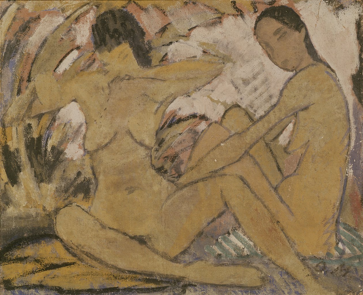 Two Women Sitting, c.1914 by Otto Mueller