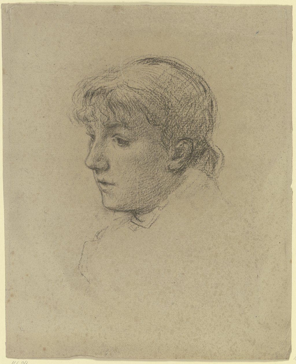 Portrait of a Young Woman Facing Left by Otto Scholderer
