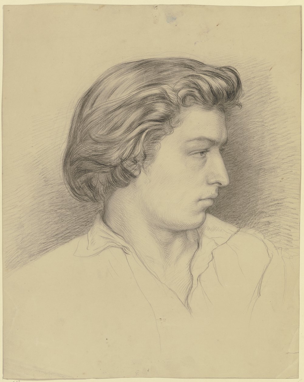 Portrait of a Young Man in Profile Facing Right by Otto Scholderer