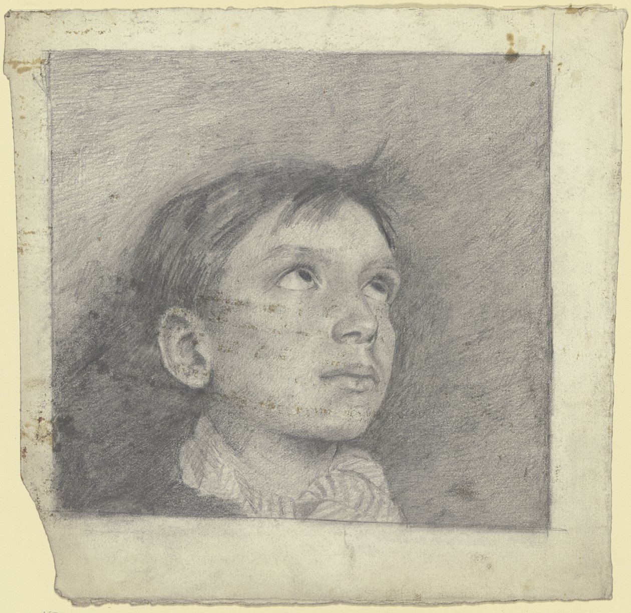 Head of a Boy Looking Upwards by Otto Scholderer
