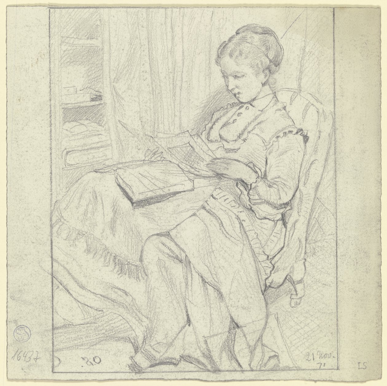 Luise Scholderer in the Contemplation of Individual Leaves by Otto Scholderer