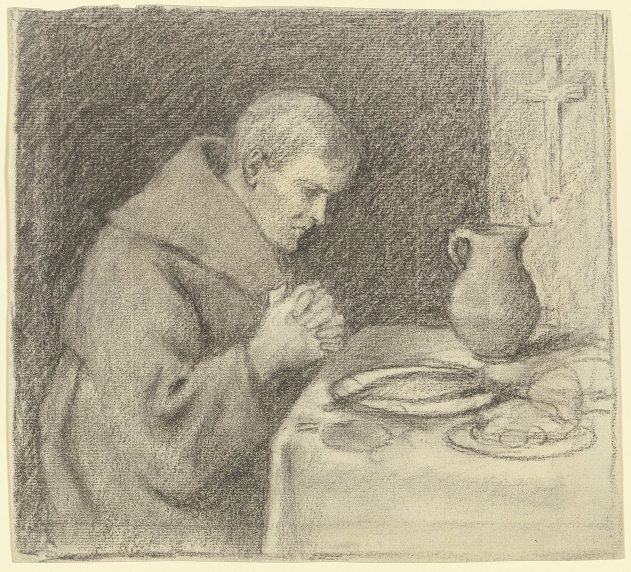 Monk During Grace by Otto Scholderer