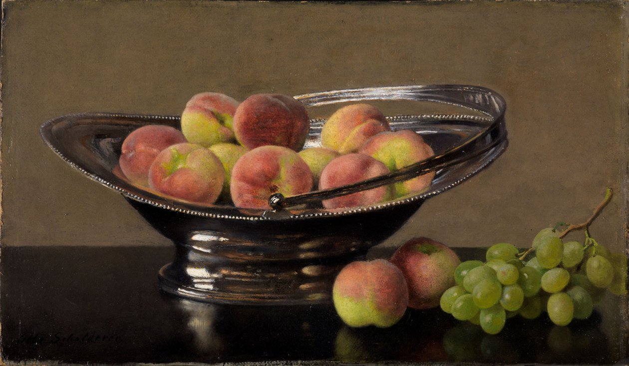 Peaches in a Silver Basket by Otto Scholderer