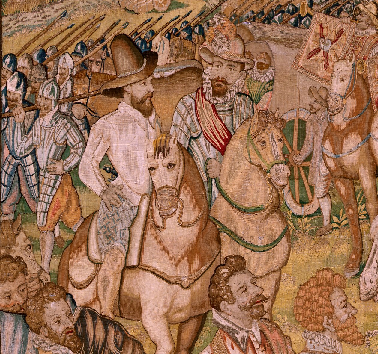 Triumphs and battles of Archduke Albert. The garrison of Ardres retreats to France. Fourth tapestry in the series by Otto van Veen