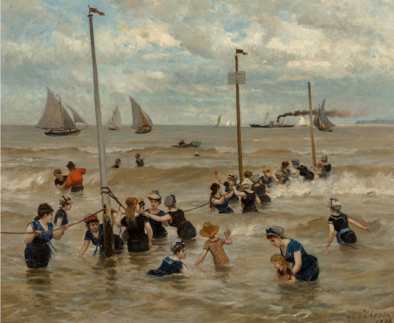 Bathing by the Sea, 1876 by Otto von Thoren