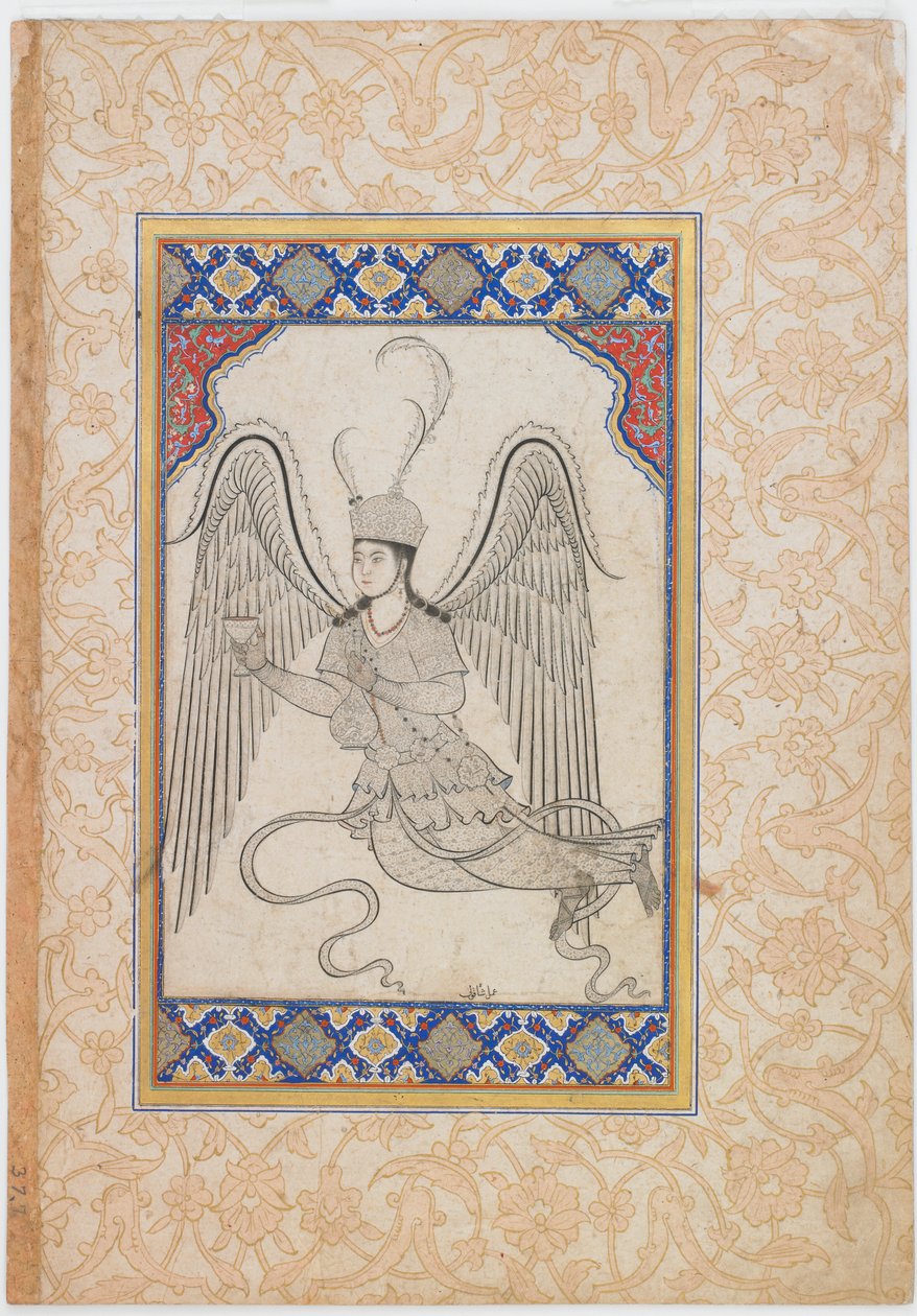 Angel, Flying, with Cup and Wine Flask by Ottoman School