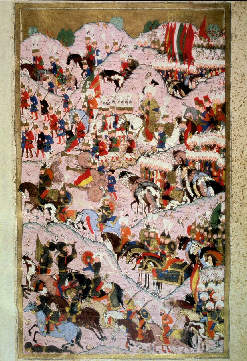 Ottoman Empire: Sultan Suleyman I at the Battle of Mohacs on 29/08/1526 by Ottoman School