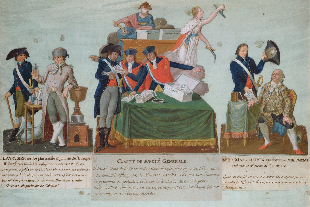 Lavoisier, the Comite de Surete Generale and Malesherbes, 18th Century by P. A. and J.B. Lesueur