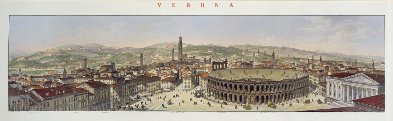 View of Verona, engraved by L. Cherbuin by P. Majocchi