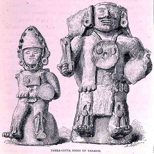 Terracotta Idols of Tabasco, from The Ancient Cities of New Mexico, by Claude-Joseph-Desire Charnay, pub. 1887 by P. after Sellier