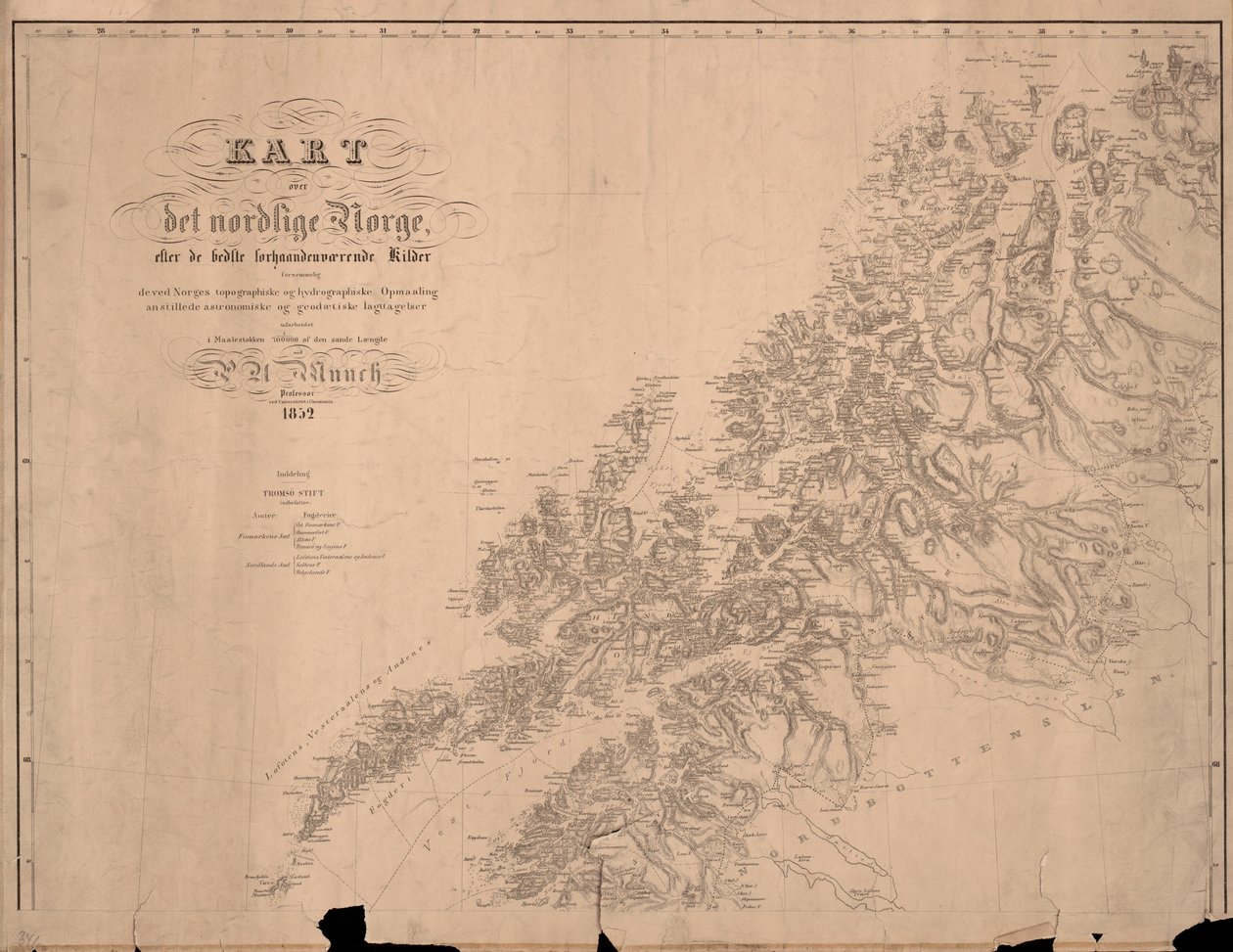 Map of Northern Norway Based on the Best Available Sources by P.A. Munch