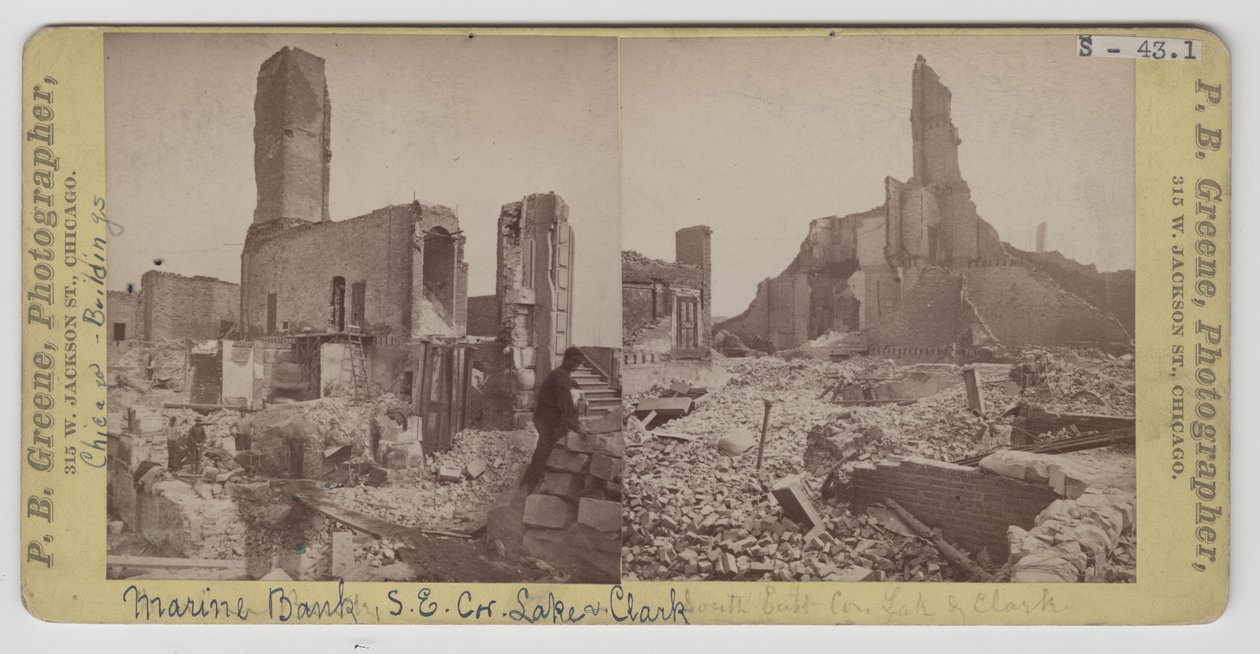 Views of the Marine Bank after the Chicago Fire of 1871 by P.B. Greene