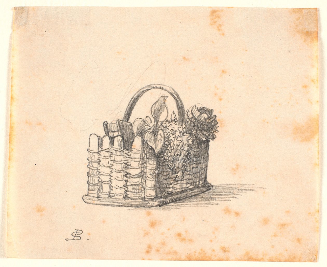 A Woven Basket with Plants and a Book by P.C. Skovgaard