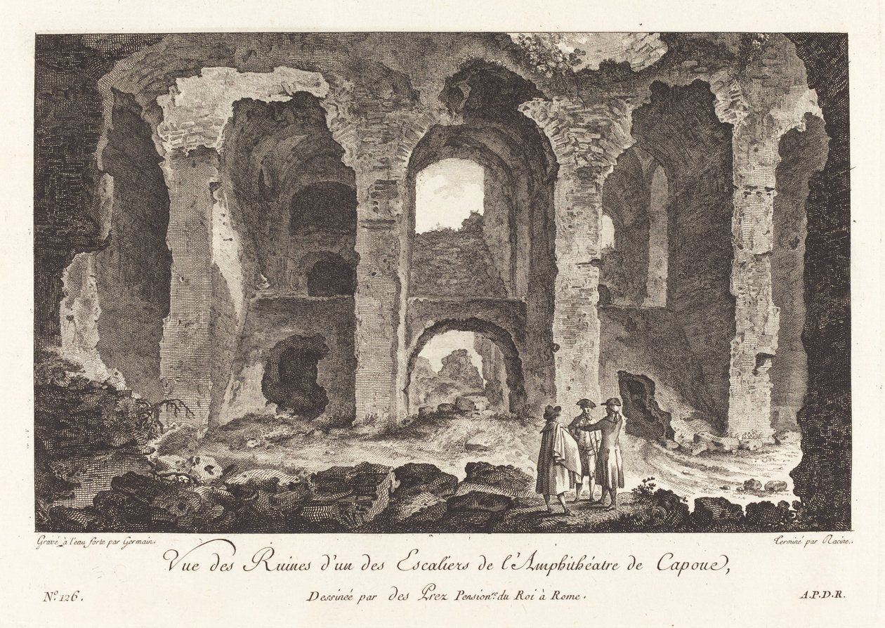 View of the Ruins of One of the Staircases of the Amphitheater of Capua by P.F. Germain after Louis Jean Desprez