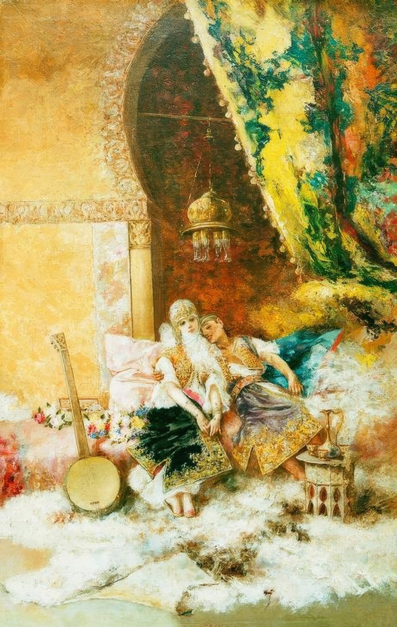Palace Scene with Harem Ladies by Pablo Salinas