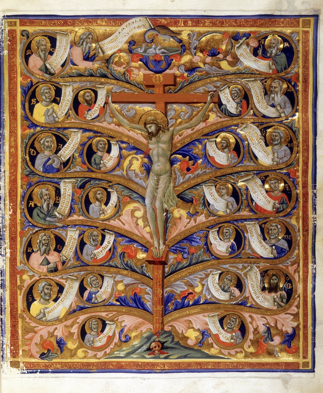 Tree of Life, or Tree of the Cross, illustration from the Trivulziana Latin Bible, c.1335-40 by Pacino di Bonaguida
