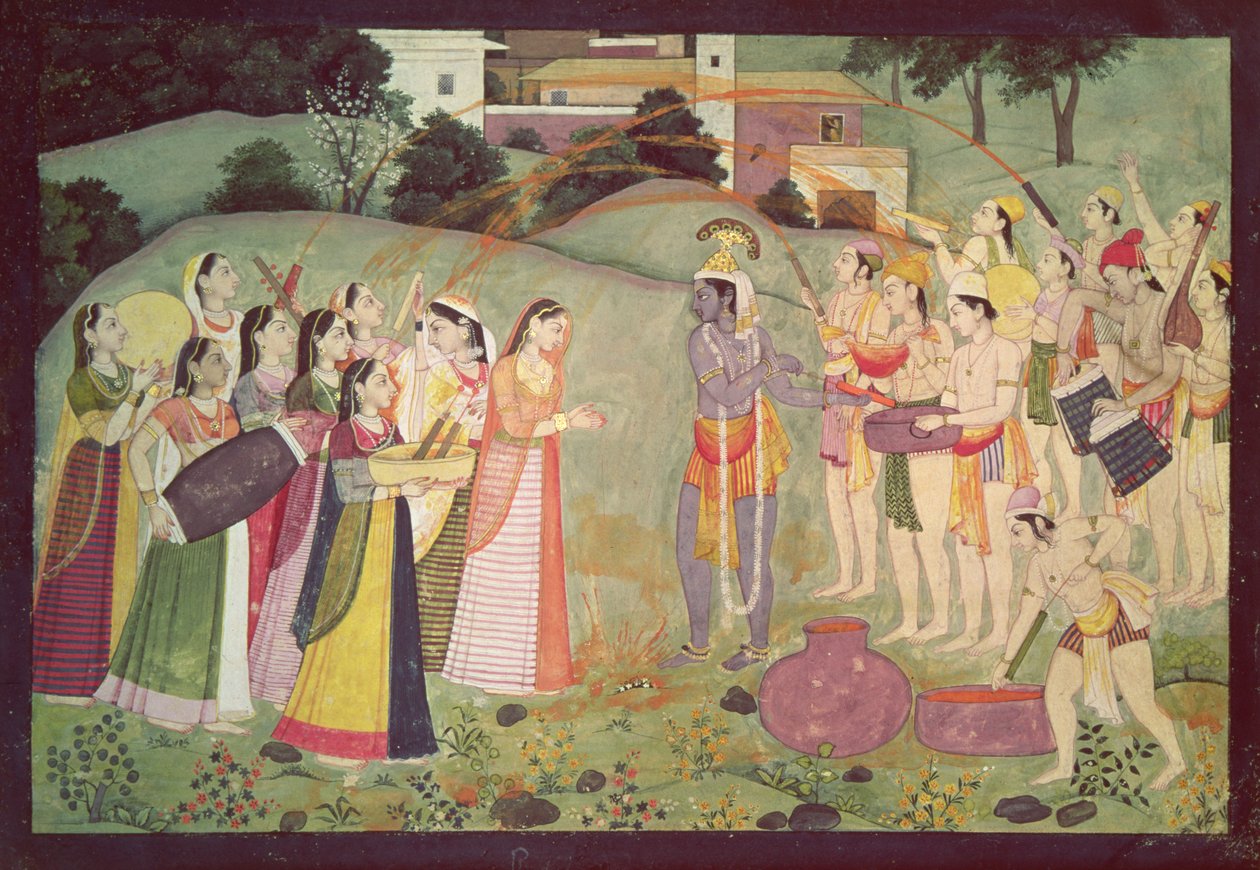 Krishna Celebrating the Festival of Holi, Kangra, Himachal Pradesh, c.1775-1780 by Pahari School