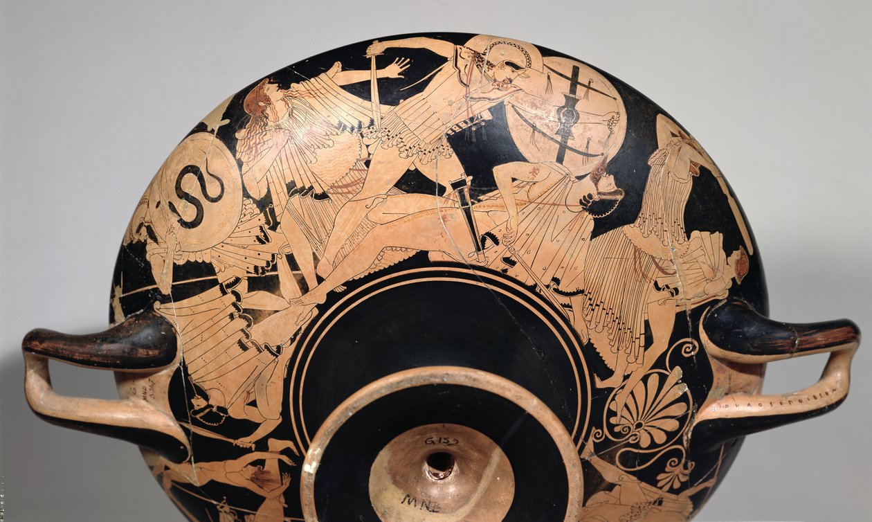 Detail of an attic red-figure cup depicting scenes from the Trojan War, c.490 BC by Painter Brygos