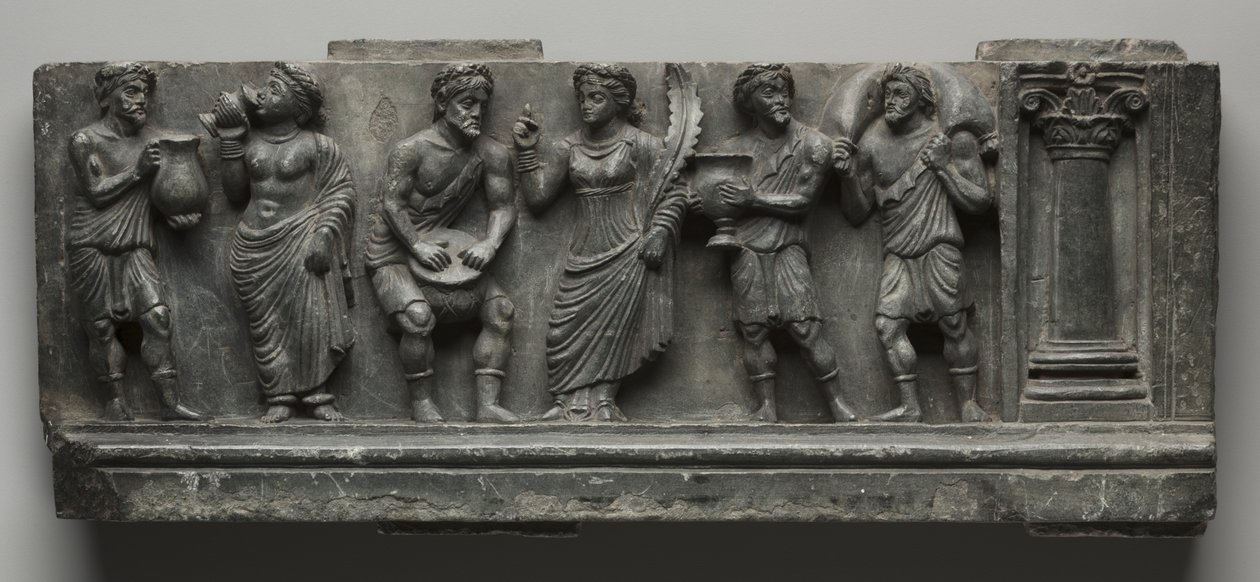 Bacchanalian Relief, Pakistan, Gandhara, Buner area, early Kushan Period (AD 1-320) by Pakistani School