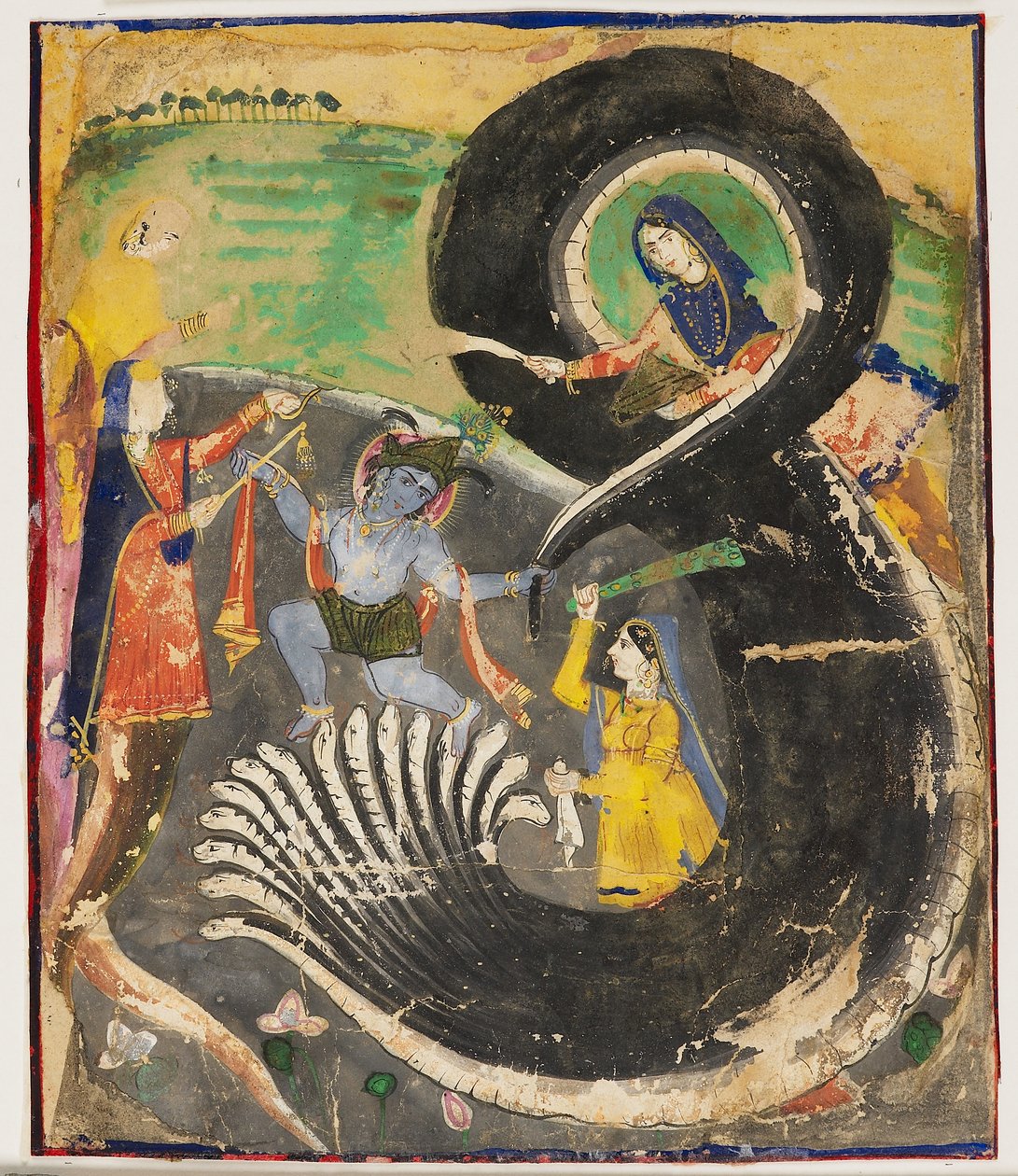 Krishna and the Naga Kaliya by Pakistani School