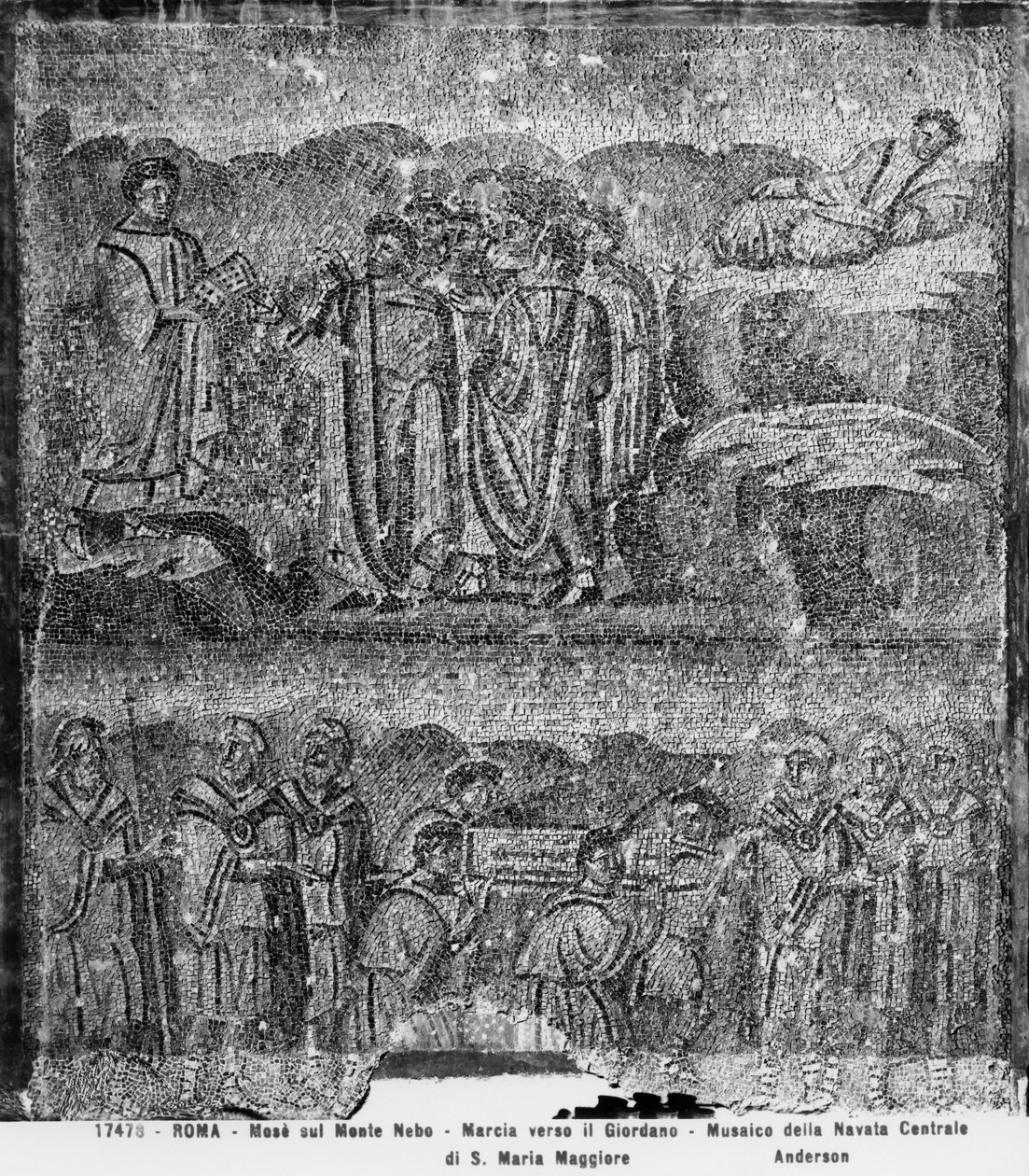 Moses on Mount Nebo and the Transporting of the Ark of the Covenant towards Jordan, from the central nave by Paleo Christian