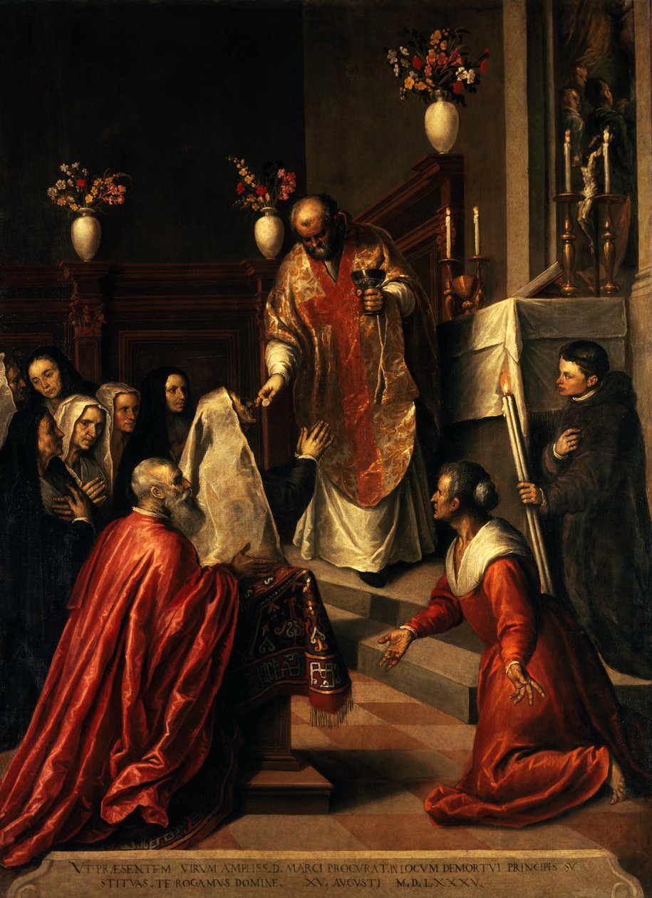 Pasquale Cicogna hearing Mass by Palma Il Giovane