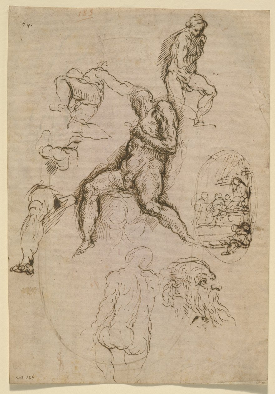 Sheet of Studies for Painting in the Salone del Maggior Consiglio, Ducal Palace, Venice by Palma Il Giovane