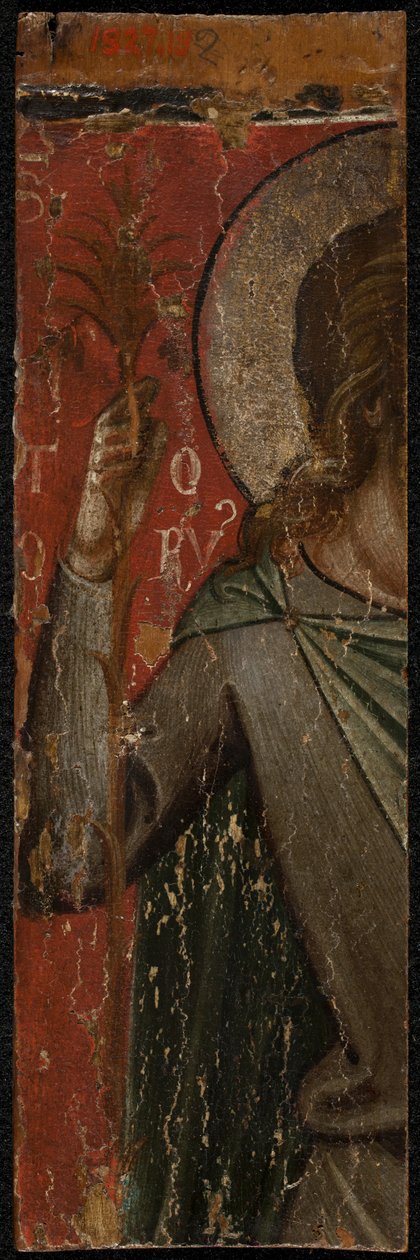 Saint John the Baptist (reverse of panel), mid-1300s by Paolo Veneziano