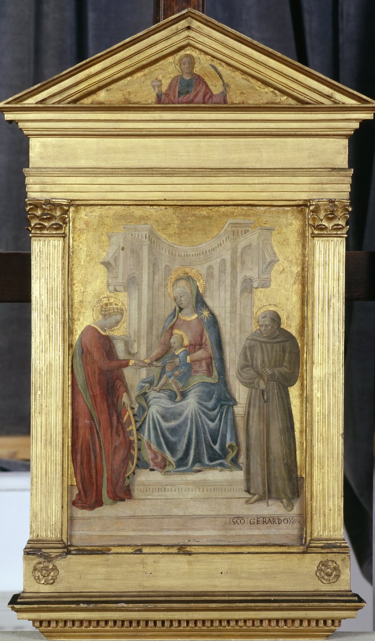Enthroned Madonna with Child and Saints Gerhard and Katharina by Paolo di Stefano Badaloni Schiavo