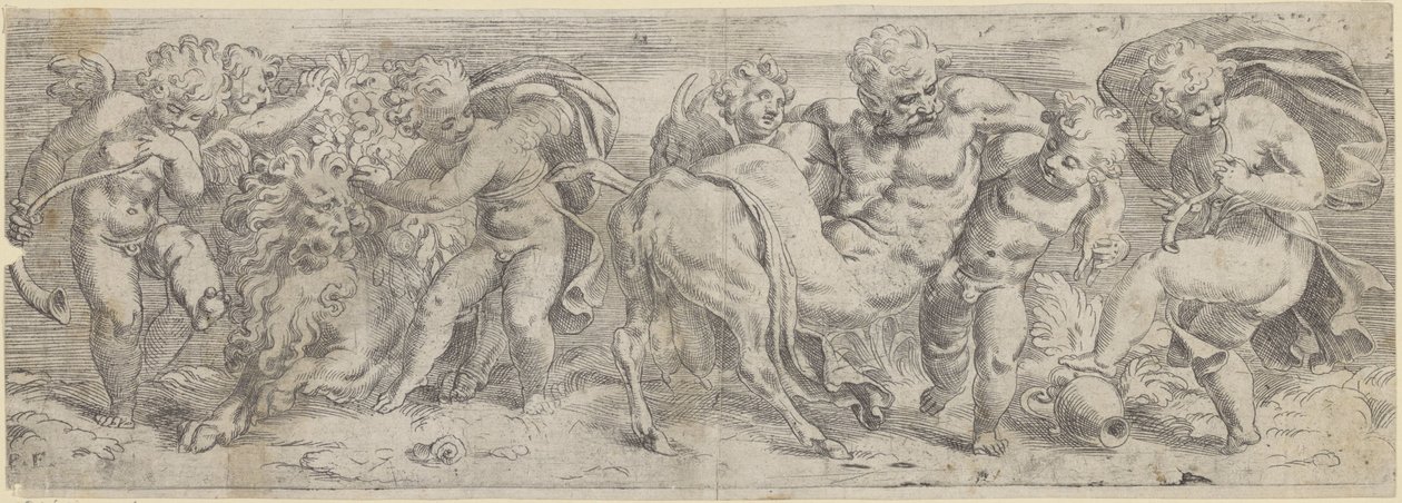 Drunken Satyr and Putti by Paolo Farinati