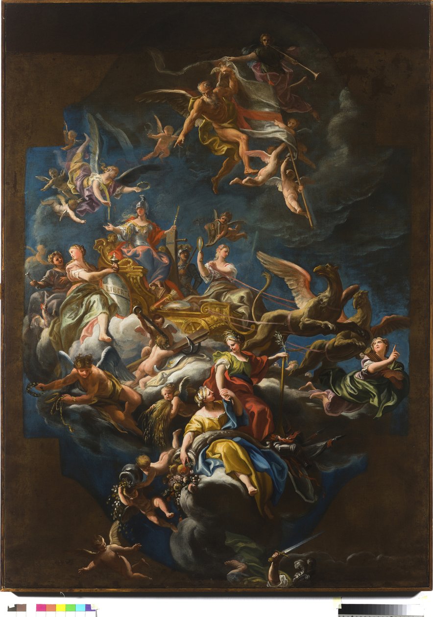 Ligurian allegorical chariot drawn by griffins and driven by Prudence by Paolo Gerolamo Piola